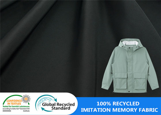 100% 75D Recycled Plastic Bottle Fabric Twill Memory Water Repellent Windbreaker